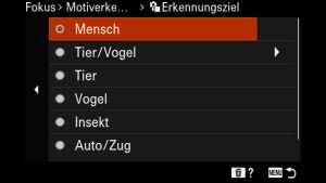SONY alpha Fokus Motiverkennung