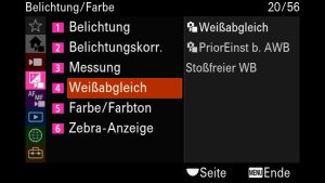 SONY alpha Stoßfreier Weißabgleich