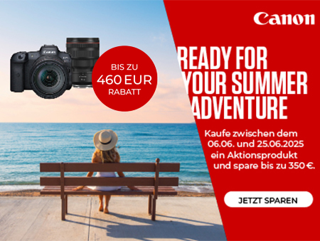 Canon Summer Adventure Aktion 2025 – Bis zu 460 € Rabatt Canon Summer Adventure Aktion 2025 mit bis zu 460 Euro Rabatt auf Aktionsprodukte