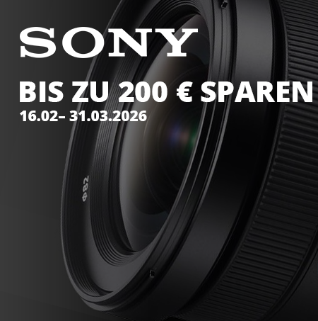 Sony Objektiv Nahaufnahme – Aktion mit bis zu 200 € Sofortrabatt vom 16.02. bis 31.03.2026