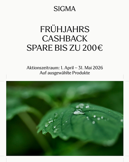 Sigma Frühjahrs Cashback Aktion mit bis zu 200 Euro Rabatt auf ausgewählte Produkte vom 01. April bis 31. Mai 2026